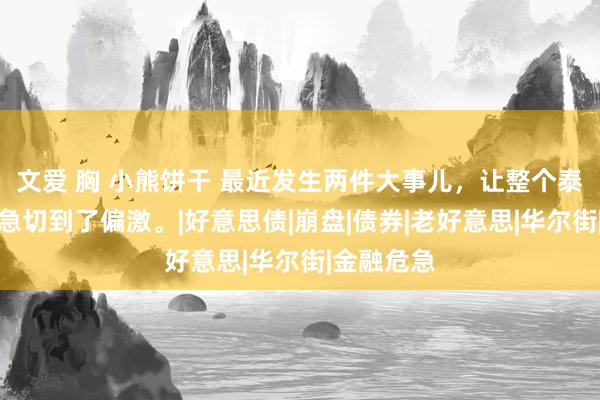 文爱 胸 小熊饼干 最近发生两件大事儿，让整个泰西成本族急切到了偏激。|好意思债|崩盘|债券|老好意思|华尔街|金融危急