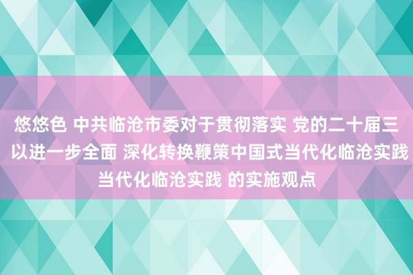 悠悠色 中共临沧市委对于贯彻落实 党的二十届三中全会精神  以进一步全面 深化转换鞭策中国式当代化临沧实践 的实施观点