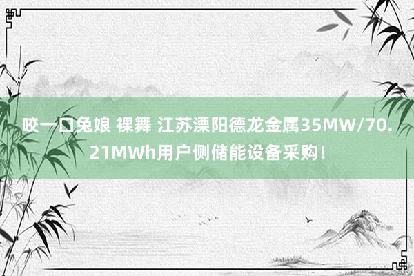 咬一口兔娘 裸舞 江苏溧阳德龙金属35MW/70.21MWh用户侧储能设备采购！